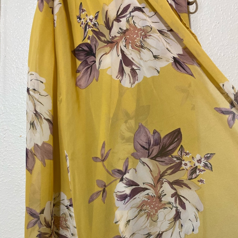 Flutter sleeve floral chiffon dress